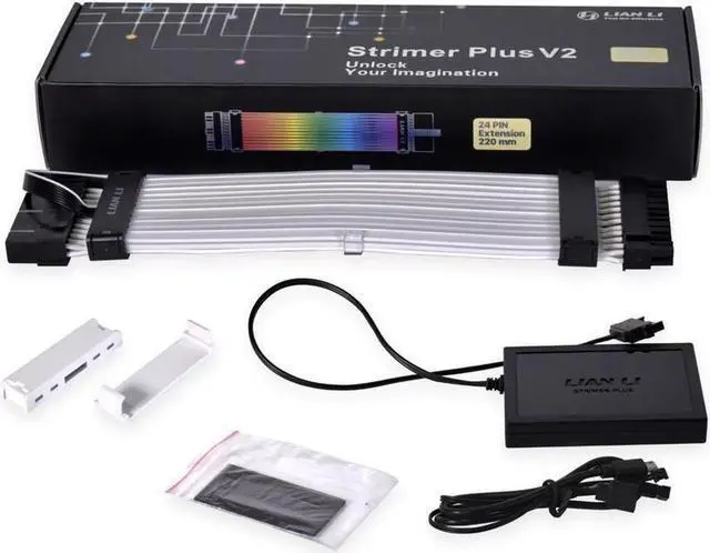 Alt view image 6 of 6 - LIAN-LI STRIMER PLUS V2 24 Pin and LIAN-LI STRIMER PLUS V2 Triple 8 Pin Combo, Addressable RGB Power Extension Cable and Addressable RGB VGA Power Cable, Include Controller for L-Connect 3.0