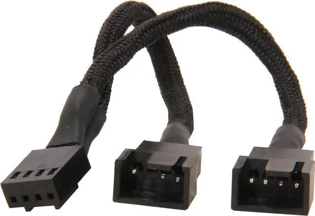 Main image of Silver-Stone All Black Sleeved 1-to-2 Sleeved PWM Fan Splitter Cable (CPF01)