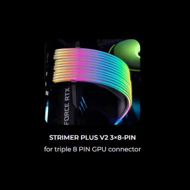 Alt view image 2 of 5 - LIAN-LI Stri-mer Plus V2 Triple 8 Pin -- Addressable RGB VGA Power Cable -- L Connect 3.0 Controller not included