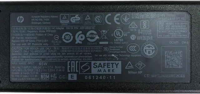 Alt view image 4 of 4 - Genuine  H P 65W AC DC Adapter Power Supply L25298-001 L25298-002 w/Cord OEM