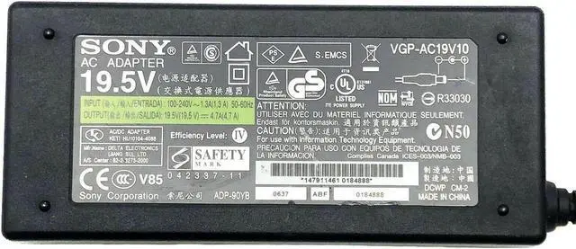 Alt view image 5 of 5 - Genuine So-ny VGP-AC19V10 AC Adapter ADP-90YB Charger Laptop w/PC
