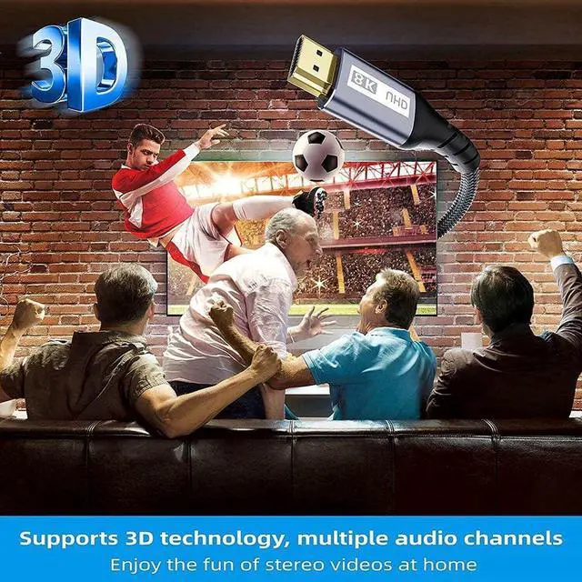 Alt view image 6 of 7 - 8K HDMI Cable Ultra High-Speed 2.1 Cable- 10ft 2-Pack - 48Gbps with eARC, 8K at 60Hz for Superior Video and Sound Quality - HDMI Cable for Monitor, Smart TV, Xbox, PS5, and Apple TV 10 ft.