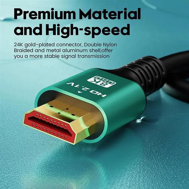 Alt view image 6 of 7 - [3.3FT 2-Pack] 8K HDMI 2.1 Cable, 48Gbps Certified High Speed HDMI Cord (8K@60Hz, 4K@120Hz) HDCP 2.2&2.3, DTS:X, eARC,HDR10, Dynamic HDR, Compatible with Laptop Monitor UHD TV PS5 PS4 Dolby -Green