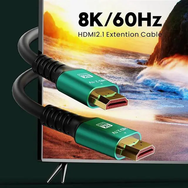 Alt view image 5 of 7 - [3.3FT 2-Pack] 8K HDMI 2.1 Cable, 48Gbps Certified High Speed HDMI Cord (8K@60Hz, 4K@120Hz) HDCP 2.2&2.3, DTS:X, eARC,HDR10, Dynamic HDR, Compatible with Laptop Monitor UHD TV PS5 PS4 Dolby -Green