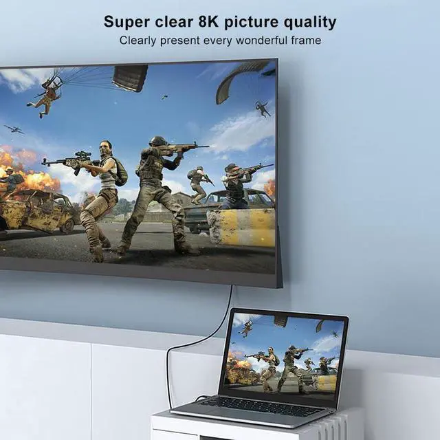 Alt view image 4 of 7 - USB C to HDMI 2.1 Cable 8K@30Hz 4K@240Hz 6.6FT Thunderbolt 4/3 to HDMI 48Gbps HDR HDCP2.3 Type C to HDMI Cord Compatible for MacBook Pro Air iPad, iPhone 15 Pro Max, Galaxy S23, Pixel 7