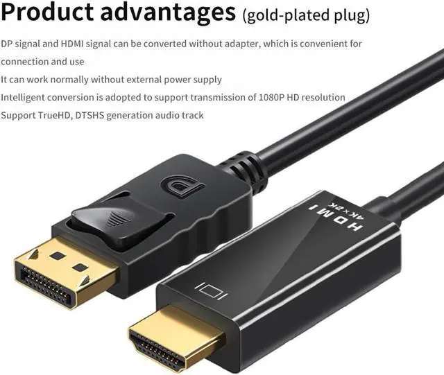 Alt view image 7 of 7 - [6ft] 4K@60Hz 1080P DP to HDMI HD Cable Converter Cable Adapter For Laptop PC TV Box Monitor Display Port DisplayPort to HDMI Video Cable