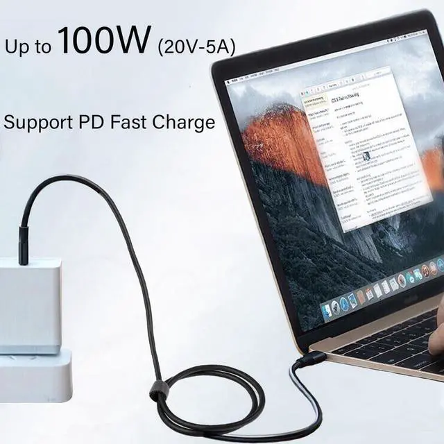 Alt view image 4 of 7 - USB C to C 3.2 Gen 2x2 Cable - 20Gbps Data Transfer - 4K 60Hz HDR Monitor Video - 100W PD Charging - Thunderbolt Compatible - 10ft/2Pack - for MacBooks, iPads, PC, Docks, Phones, and Android Auto