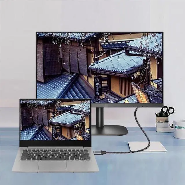 Alt view image 5 of 7 - USB C to DisplayPort 1.4 Cable [8K@60Hz, 4K@144Hz 120Hz, 2K@240Hz], Type C 3.1 to DP 1.4 Cable, [32.4 Gbps, Thunderbolt 3 Compatible] for MacBook Pro M1 M2, Mac Studio, Mac Mini, XPS, 6.6 ft.