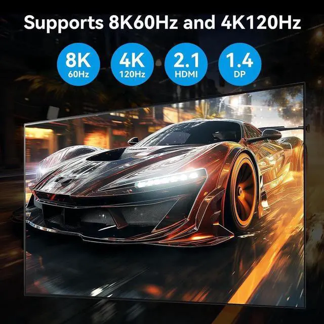 Alt view image 6 of 7 - 8K@60Hz HDMI+2 Displayport KVM Switch 3 Monitors 2 Computers 4K@120Hz USB 3.0 2 DP + HDMI KVM Swtiches Triple Monitor for 2 PC Share 1 Set of Keyboard Mouse Printer Hard Disk Etc Support Extended Mode