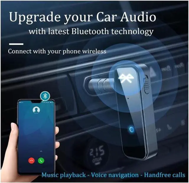 Alt view image 6 of 7 - Bluetooth 5.0 adapter with 3.5mm jack for auxiliary dongle, 2-in-1 wireless transmitter/receiver, suitable for TV audio, projectors, computers, headphones, cars