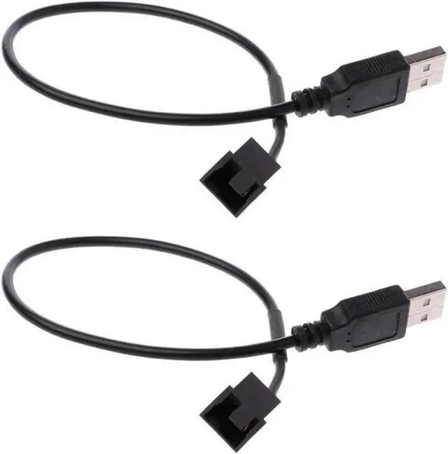Main image of 2 Pack USB to 3-Pin / 4-Pin PWM 5V USB Sleeved Fan Power Adapter Cable USB to 3 Pin / 4 Pin Case Fan Adapter Connector Cable (USB-3Pin/4Pin Cable)