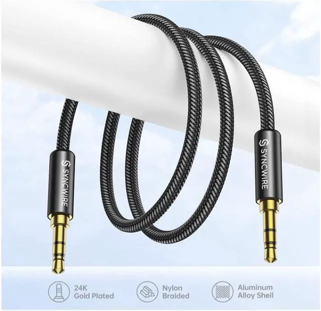 Alt view image 5 of 7 - 3.5mm nylon braided auxiliary cable (6.6ft/2m, high fidelity sound), audio auxiliary input adapter male to male AUX cable suitable for headphones, cars, home stereos, speakers, iPhone, iPad, iPod, Ech