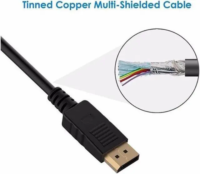 Alt view image 4 of 6 - DisplayPort to DVI Adapter, FAL Dp Display Port to DVI Converter Male to Male Gold-Plated Cord 6 Feet Black Cable for Lenovo, Dell, HP and Other Brand