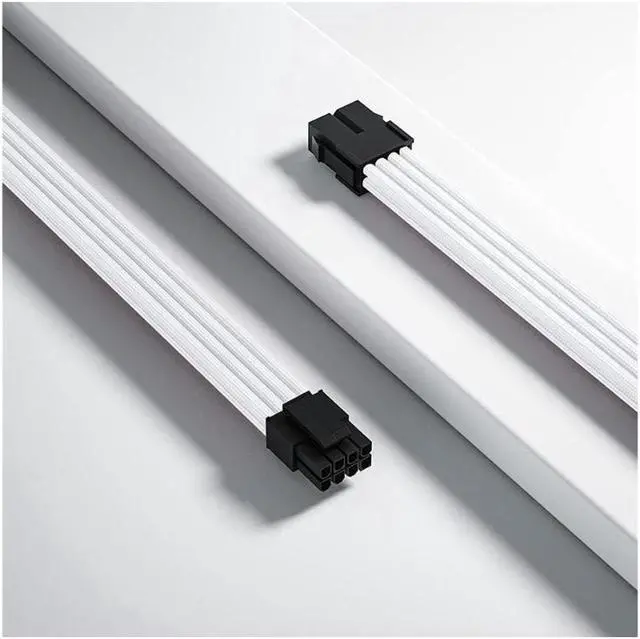 Alt view image 4 of 7 - Mod Sleeved Cable, White Power Supply Cable Extension Kit, 24PIN ATX, 4+4 PIN EPS, Dual 6+2 PIN PCIE, 6 PIN PCI-E