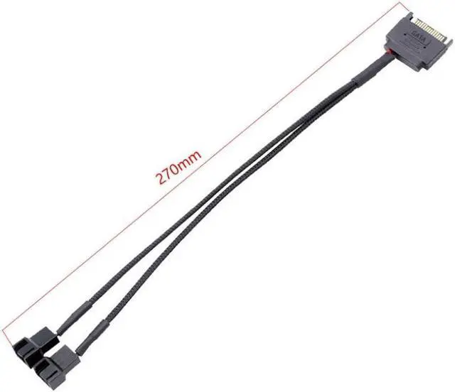 Alt view image 2 of 6 - SATA 15Pin to 3Pin / 4Pin Computer Cooling Fan Splitter Hub Converter Adapter PWM Temperature Power Cable( 27cm/10.5 inches-2 Pack) 2 Port