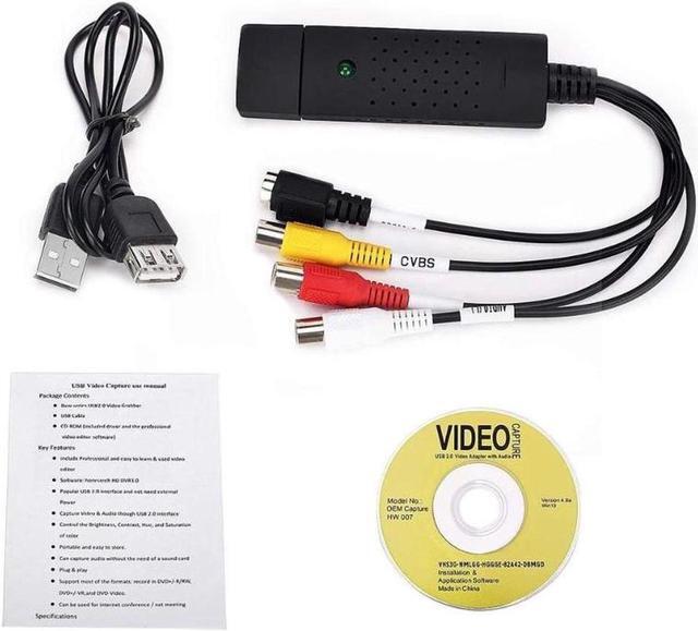 Alt view image 6 of 6 - USB Video Capture Converter, Digitize and Edit Video, VCR VHS to DVD, Analog Video to Digital PC for Windows 7 8 10