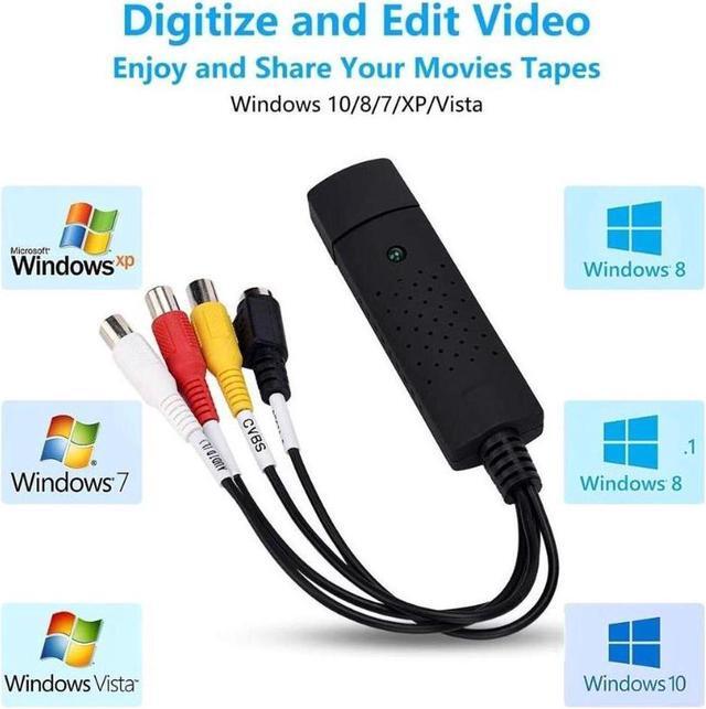 Alt view image 3 of 6 - USB Video Capture Converter, Digitize and Edit Video, VCR VHS to DVD, Analog Video to Digital PC for Windows 7 8 10