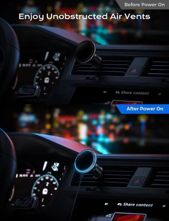 Alt view image 2 of 7 - Magsafe Car Mount Charger, 15W Fast Charging LED Magnetic Wireless Car Charger, Air Vent Phone Holders for Your Car Magsafe Car Phone Holder for iPhone 15/14/13/12 Fast Charging Magsafe Case