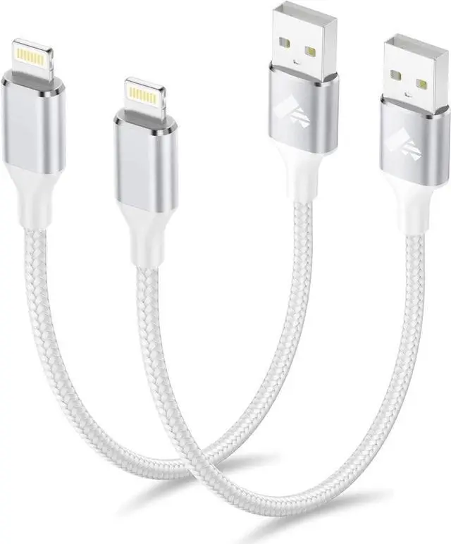 Main image of Aioneus Short iPhone Charger Cord 1ft 2Pack, Apple Certified USB A to Lightning Cable 1 Foot Nylon Braided Short iPhone Cable Fast Charging for iPhone 14 13 12 11 Pro Max XR XS 8 7 6 Plus SE