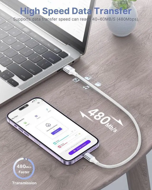 Alt view image 4 of 7 - Aioneus Short iPhone Charger Cord 1ft 2Pack, Apple Certified USB A to Lightning Cable 1 Foot Nylon Braided Short iPhone Cable Fast Charging for iPhone 14 13 12 11 Pro Max XR XS 8 7 6 Plus SE