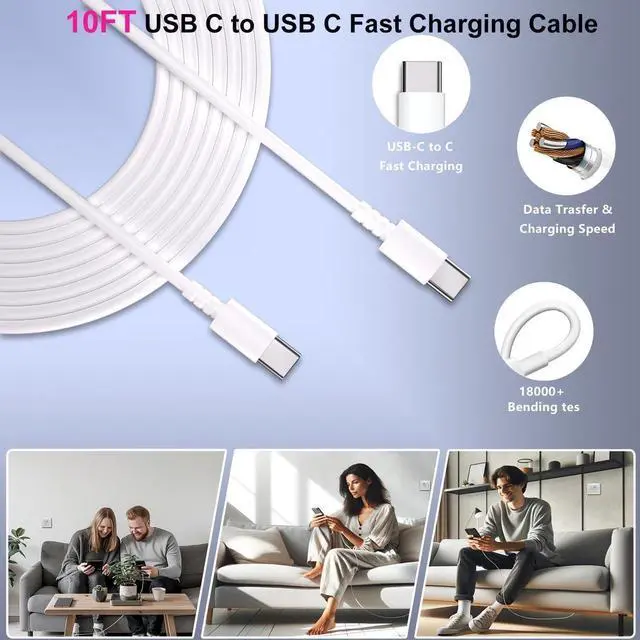 Alt view image 4 of 7 - iPhone 15 Pro Max Charger 30W USB C iPhone 15 Charger Block Fast Charging with 10FT Long Type C Cord Cable for iPhone 15/15 Pro/15 Pro Max/15 Plus, iPad Pro/Mini/Air, Samsung S24/S23/ Ultra-3 Pack