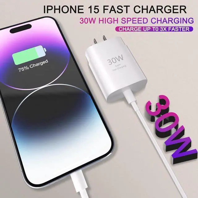 Alt view image 2 of 7 - iPhone 15 Pro Max Charger 30W USB C iPhone 15 Charger Block Fast Charging with 10FT Long Type C Cord Cable for iPhone 15/15 Pro/15 Pro Max/15 Plus, iPad Pro/Mini/Air, Samsung S24/S23/ Ultra-3 Pack