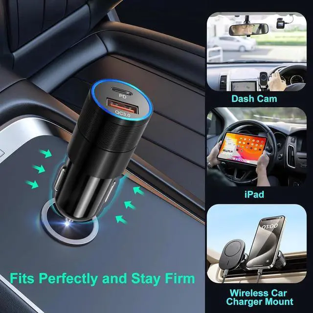 Alt view image 5 of 7 - USB C Car Charger 2 Pack, Bangfun 36W Cigarette Lighter Adapter USB Car Charger Fast Charging Dual Port [PD+QC 3.0] 12V Car Phone Chargers for iPhone 15 14 13 12 11 Pro Max, Samsung S23 S22 A53 A14