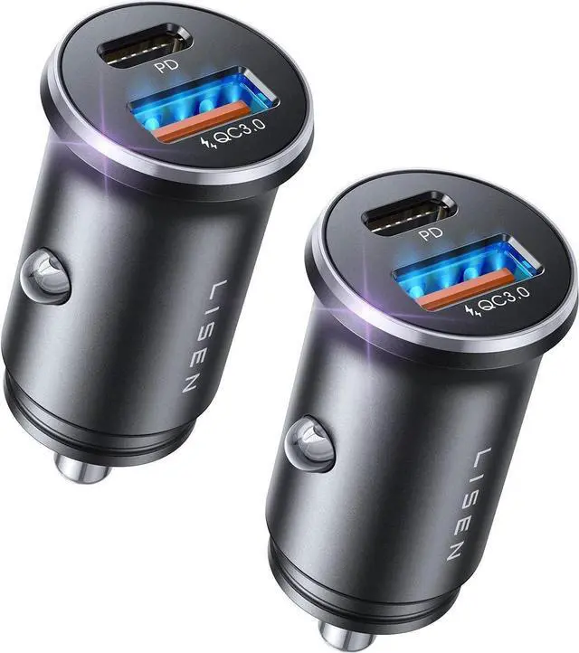 Main image of 48W USB C Car Charger Adapter [2 Pack] [Mini & Metal] Cigarette Lighter USB Charger Fast Charging [PD QC 3.0] USBC Car Phone Charger for iPhone 15 Pro Max Plus 14 Galaxy S24 iPad Pro