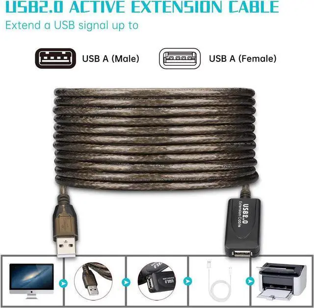 Alt view image 5 of 7 - 30FT USB Extension Cable, GGMTY USB 2.0 Type A Male to A Female Active Repeater Extension Cable 30ft, High Speed 480 Mbps