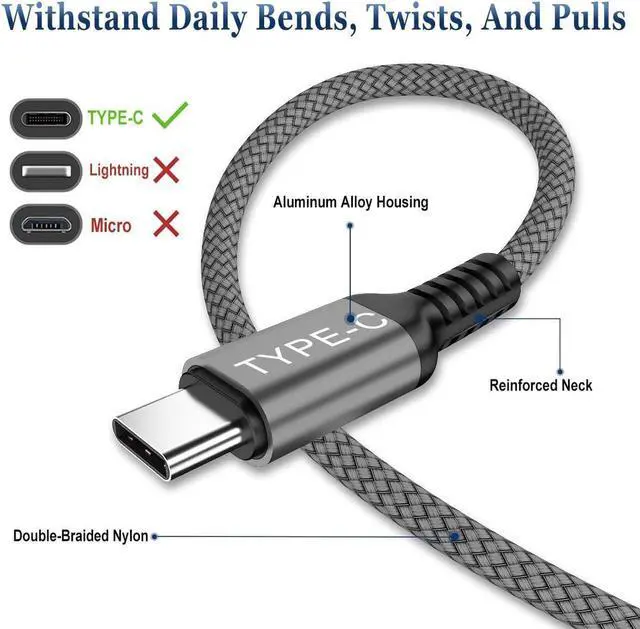 Alt view image 2 of 7 - Basesailor USB C to USB C 100W Charger Cable 10FT with Adapter,Type C Power Fast Car Charging Cord for iPhone 15 Pro Plus Max,,iPad Air 5 4 5th Mini 6,Samsung Galaxy S24 Ultra 24 S23 S22 FE,16