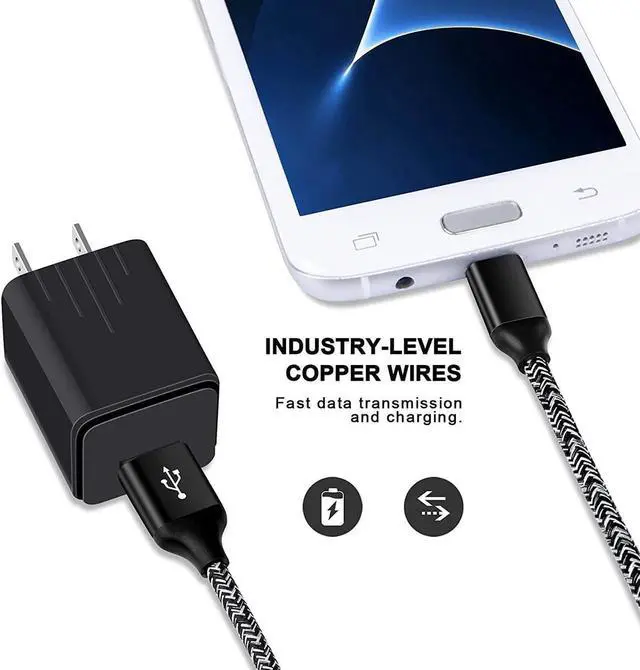 Alt view image 4 of 5 - Android Charger, Android Phone Charger Micro USB Charger Cord Fast Charging Cable 6 ft Long with Wall Charger Block Plug for Samsung Galaxy S6 S7 J3 J7 Note 5,LG Stylo 2 3 Plus,Tablet,Kindle Fire