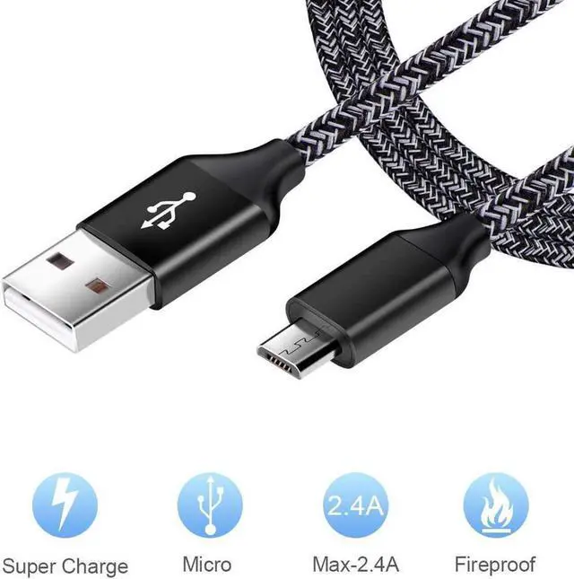 Alt view image 2 of 5 - Android Charger, Android Phone Charger Micro USB Charger Cord Fast Charging Cable 6 ft Long with Wall Charger Block Plug for Samsung Galaxy S6 S7 J3 J7 Note 5,LG Stylo 2 3 Plus,Tablet,Kindle Fire