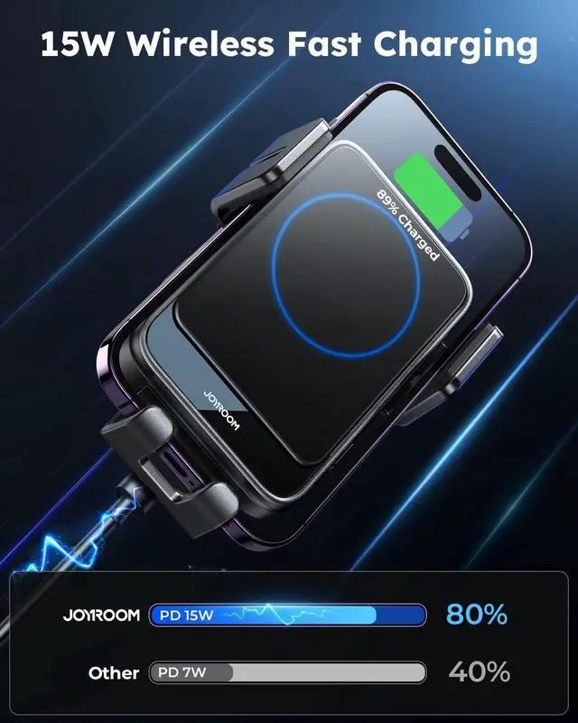 Alt view image 3 of 7 - Wireless Car Charger Mount Auto-Clamping 15W Max Qi Fast Charging Wireless Phone Charger for Car Super Stable & Hands-Free Air Vent Car Phone Mount Charger for iPhone 15 14 13 12 11