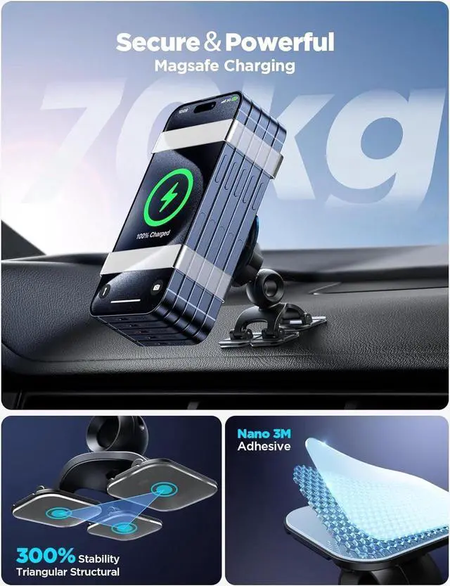 Alt view image 5 of 7 - JOYROOM for MagSafe Car Mount Charger, 2024 Upgraded 15W Fast Charging Magnetic Wireless Car Charger Suitable for [Vent+Dash+Wall], for Magsafe Charger Car Phone Holder Mount for iPhone 15/14/13/12