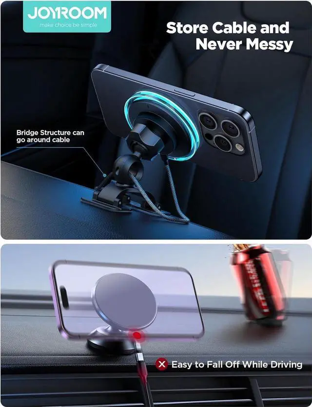 Alt view image 4 of 7 - JOYROOM for MagSafe Car Mount Charger, 2024 Upgraded 15W Fast Charging Magnetic Wireless Car Charger Suitable for [Vent+Dash+Wall], for Magsafe Charger Car Phone Holder Mount for iPhone 15/14/13/12
