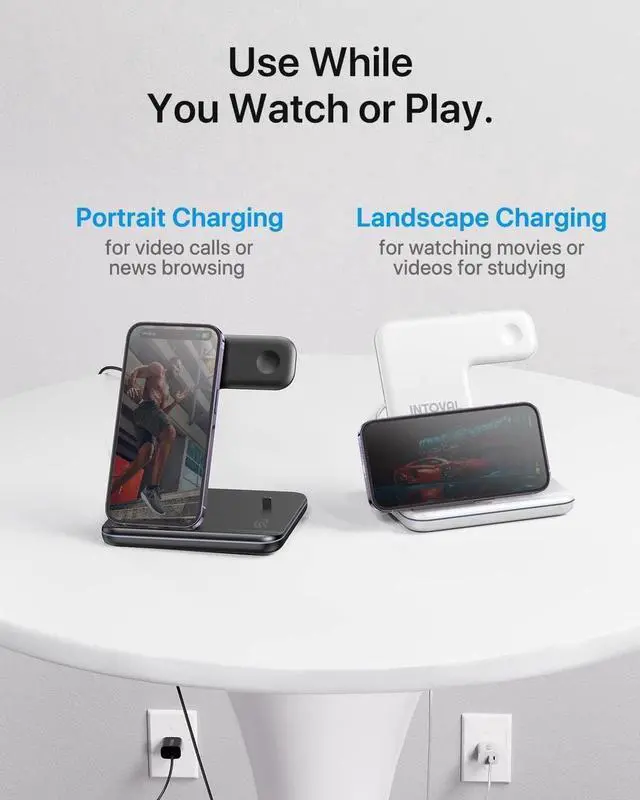 Alt view image 6 of 6 - Intoval Charging Station for Apple iPhone/iWatch/Airpods, 3 in 1 Wireless Charger for iPhone15/14/13(Pro, Pro Max) 12/11/XS/XR, iWatch9/8/Ultra/7/6/SE/5/4/3/2, Airpods Pro2/Pro1/3/2/1(Z5 White)