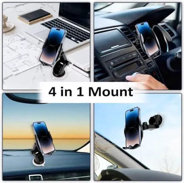 Alt view image 6 of 6 - Wireless Car Charger,15W Fast Charging, Phone Holder Mount, Auto Clamping, Phone Mount Phone Holder for iPhone 14 13 12 11, Samsung Galaxy S23+ S22, etc