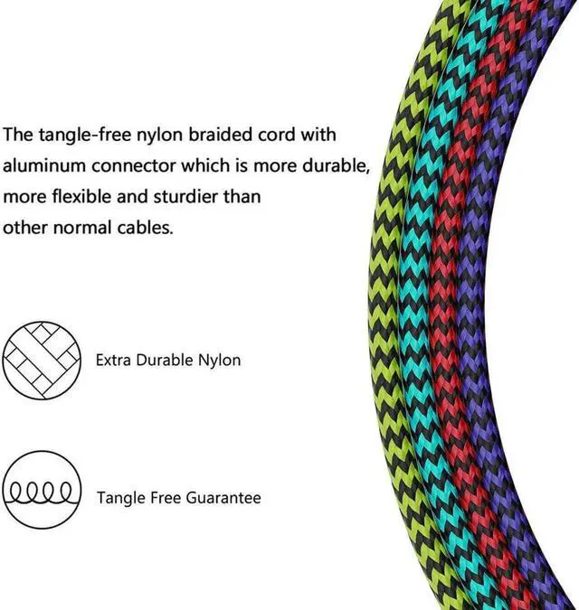 Alt view image 4 of 7 - USB C Cable 4pack 6ft Type C Charger Nylon Braided USB C Charger Cord Fast Charging Cable for Samsung Galaxy S21 S20 S10 Plus Note 10 LG Google Pixel Moto etc