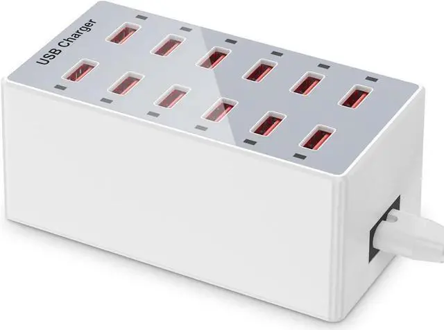 Main image of USB Charger 12-Ports USB Charging Station for Multiple Devices USB Wall Charger Power Hub Strip Smart Plug Charging Dock Block for iPhone Xs/XR,iPad,iPod,Galaxy S9/S8,Laptops and Smart Phones 60W