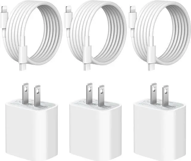 Main image of [3 Pack] iPhone 14 13 12 11 Charger 20W USB-C Charger Blocks and 6Ft iPhone Charger Cable Compatible with iPhone 14/13/12/11/Xs/8