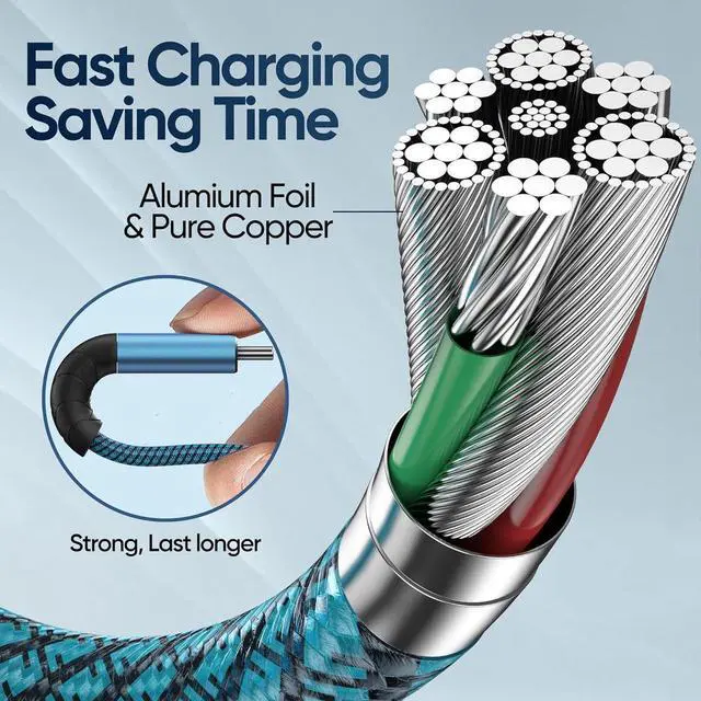 Alt view image 6 of 7 - USB C Cable 10FT 5-Pack Type C Charging Cable, USB A to USB C Charging Nylon Braided Charge Cord for Samsung Galaxy S20 S10 S9, A11 A20, Note 10 9 8, USB Type C Charger