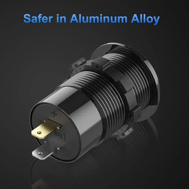 Alt view image 3 of 7 - 12V USB Outlet Wire Aluminum Car Charger Multi Port, Dual USB Quick Charge 3.0 Port and PD USB C Socket with Voltmeter Switch for Car Boat Marine Truck RV, Fast Charge for iPhone iPad Android Phones