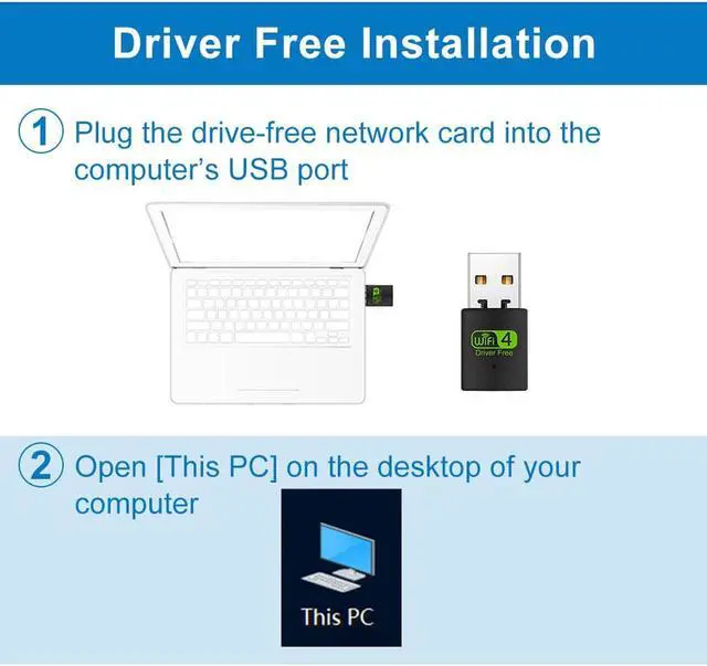 Alt view image 6 of 7 - 300Mbps USB WiFi Adapter Wireless LAN Network Card Adapter WiFi Dongle for Desktop Laptop PC Windows 10 8 7 XP Laptop