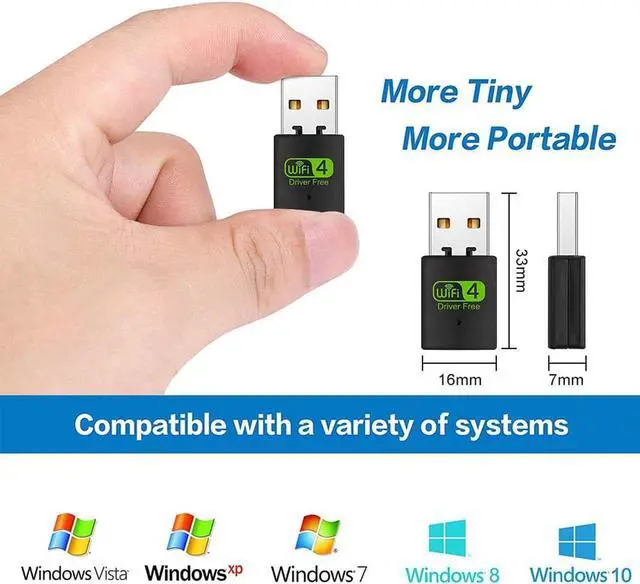 Alt view image 4 of 7 - 300Mbps USB WiFi Adapter Wireless LAN Network Card Adapter WiFi Dongle for Desktop Laptop PC Windows 10 8 7 XP Laptop