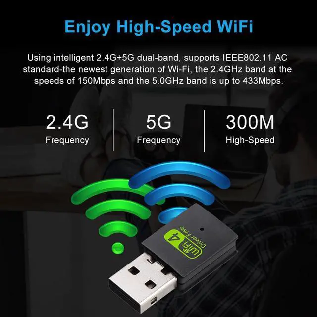 Alt view image 2 of 7 - 300Mbps USB WiFi Adapter Wireless LAN Network Card Adapter WiFi Dongle for Desktop Laptop PC Windows 10 8 7 XP Laptop