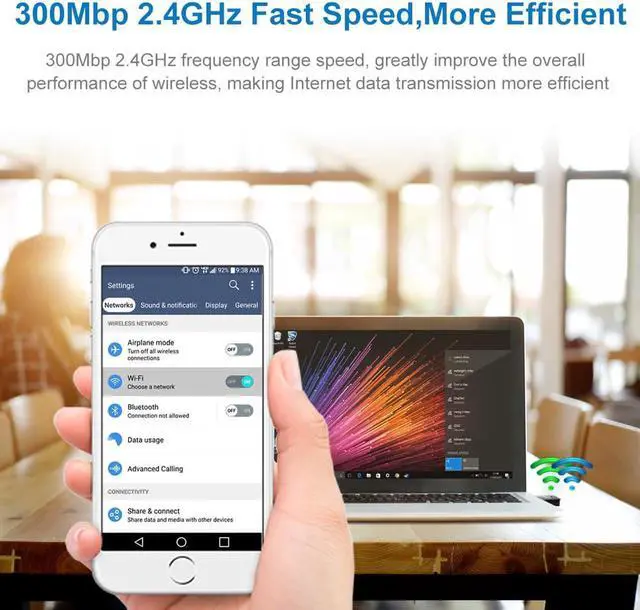 Alt view image 5 of 7 - 300Mbps USB WiFi Adapter Wireless LAN Network Card Adapter WiFi Dongle for Desktop Laptop PC Windows 10 8 7 XP Laptop