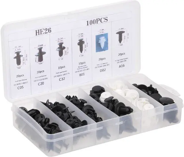 Alt view image 4 of 7 - 100Pcs Car Body Plastic Push Retainer Pin Rivet Fasteners Trim Moulding Clip Automotive Furniture Assembly Expansion Screws Kit with Removal Tool Screwdriver for Vehicles