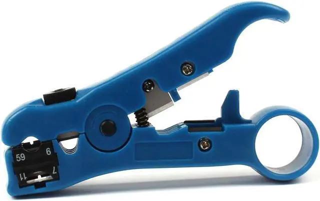 Main image of Wire Coax Coaxial Universal Cable Stripper Cutter Stripping Pliers Tool for Network rj45 Cables - Blue