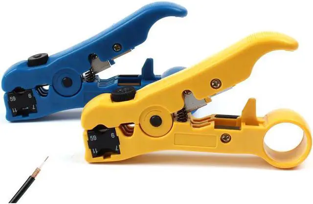 Alt view image 4 of 6 - Wire Coax Coaxial Universal Cable Stripper Cutter Stripping Pliers Tool for Network rj45 Cables - Blue