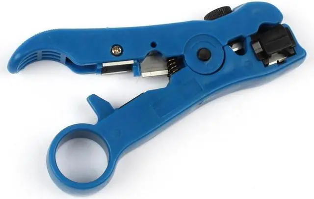 Alt view image 2 of 6 - Wire Coax Coaxial Universal Cable Stripper Cutter Stripping Pliers Tool for Network rj45 Cables - Blue